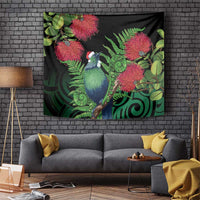 New Zealand Tui Bird Christmas Tapestry Maori Fern Mix Pohotukawa LT14 Black - Polynesian Pride