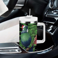 New Zealand Tui Bird Christmas Tumbler With Handle Maori Fern Mix Pohotukawa