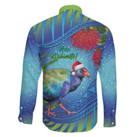 New Zealand Takahe Christmas Family Matching Long Sleeve Bodycon Dress and Hawaiian Shirt Maori Fern Mix Pohotukawa LT14 - Polynesian Pride