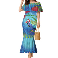 New Zealand Takahe Christmas Family Matching Mermaid Dress and Hawaiian Shirt Maori Fern Mix Pohotukawa
