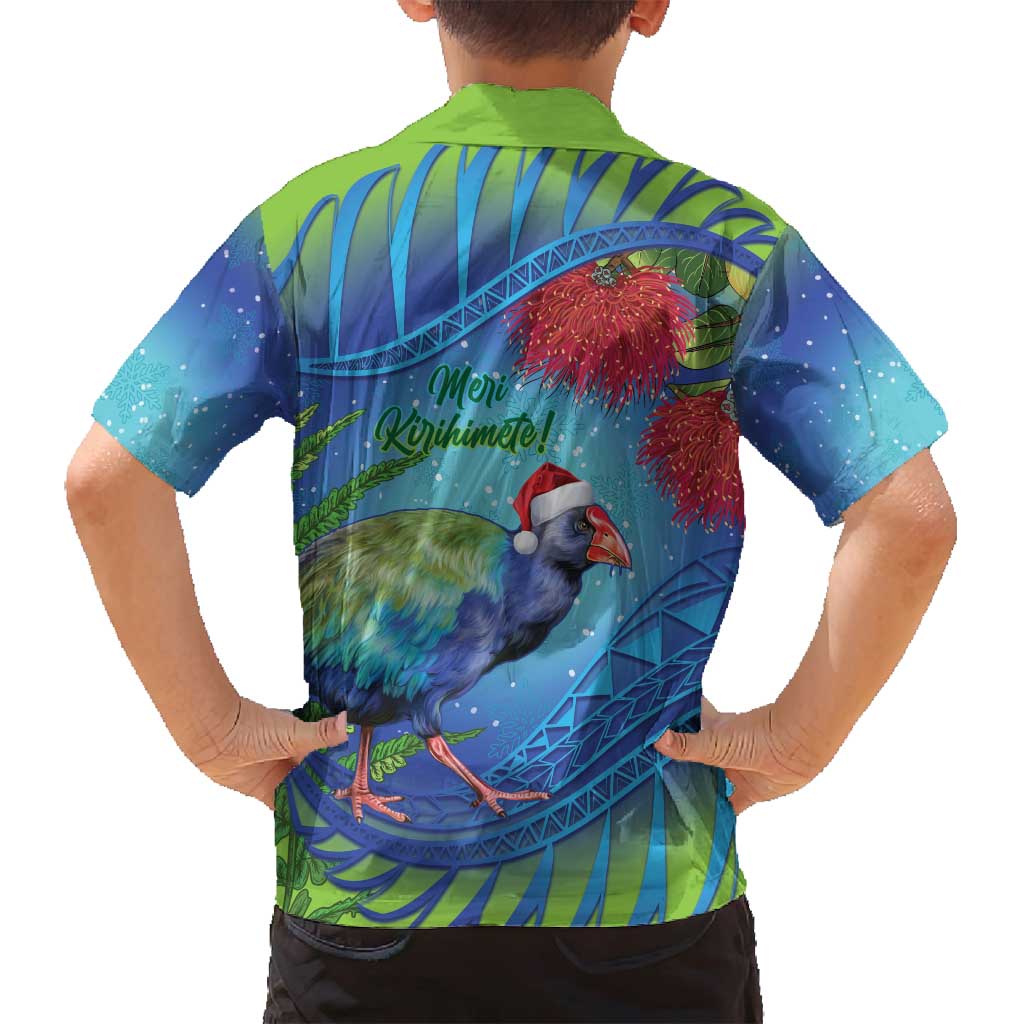 New Zealand Takahe Christmas Family Matching Puletasi and Hawaiian Shirt Maori Fern Mix Pohotukawa LT14 - Polynesian Pride