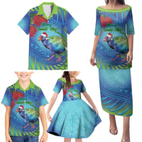 New Zealand Takahe Christmas Family Matching Puletasi and Hawaiian Shirt Maori Fern Mix Pohotukawa LT14 - Polynesian Pride