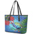 New Zealand Takahe Christmas Leather Tote Bag Maori Fern Mix Pohotukawa