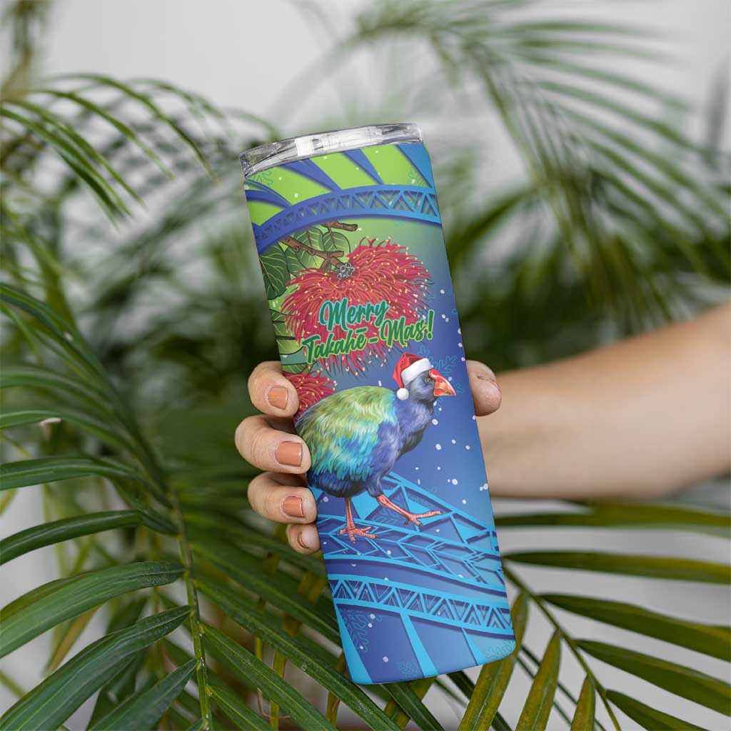 New Zealand Takahe Christmas Skinny Tumbler Maori Fern Mix Pohotukawa LT14 - Polynesian Pride