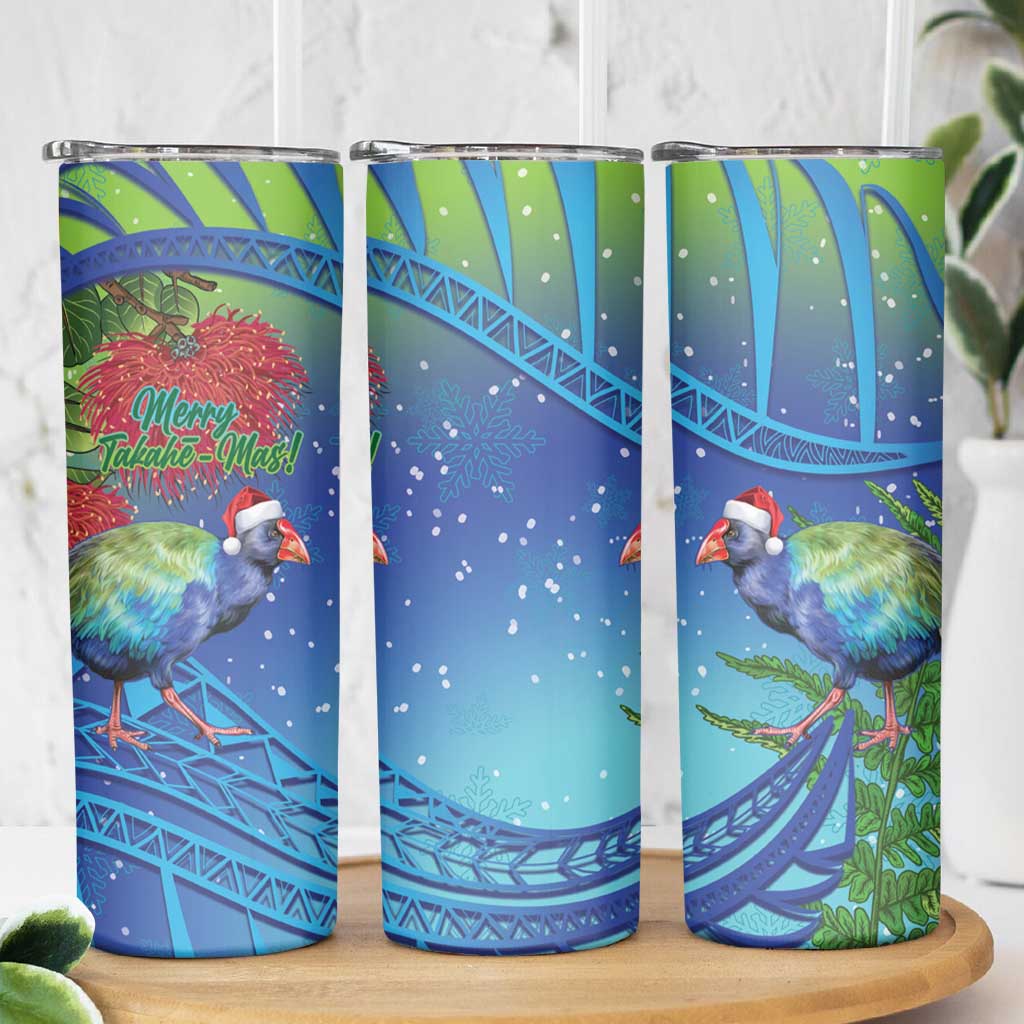 New Zealand Takahe Christmas Skinny Tumbler Maori Fern Mix Pohotukawa LT14 - Polynesian Pride