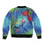 New Zealand Takahe Christmas Sleeve Zip Bomber Jacket Maori Fern Mix Pohotukawa