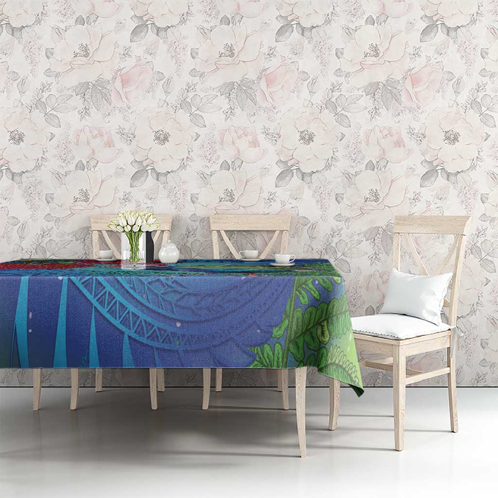 New Zealand Takahe Christmas Tablecloth Maori Fern Mix Pohotukawa