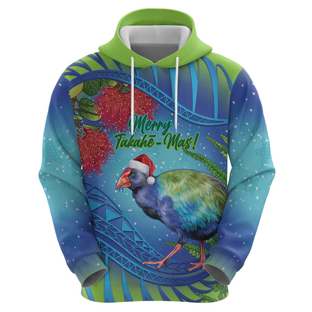 New Zealand Takahe Christmas Zip Hoodie Maori Fern Mix Pohotukawa LT14 - Polynesian Pride
