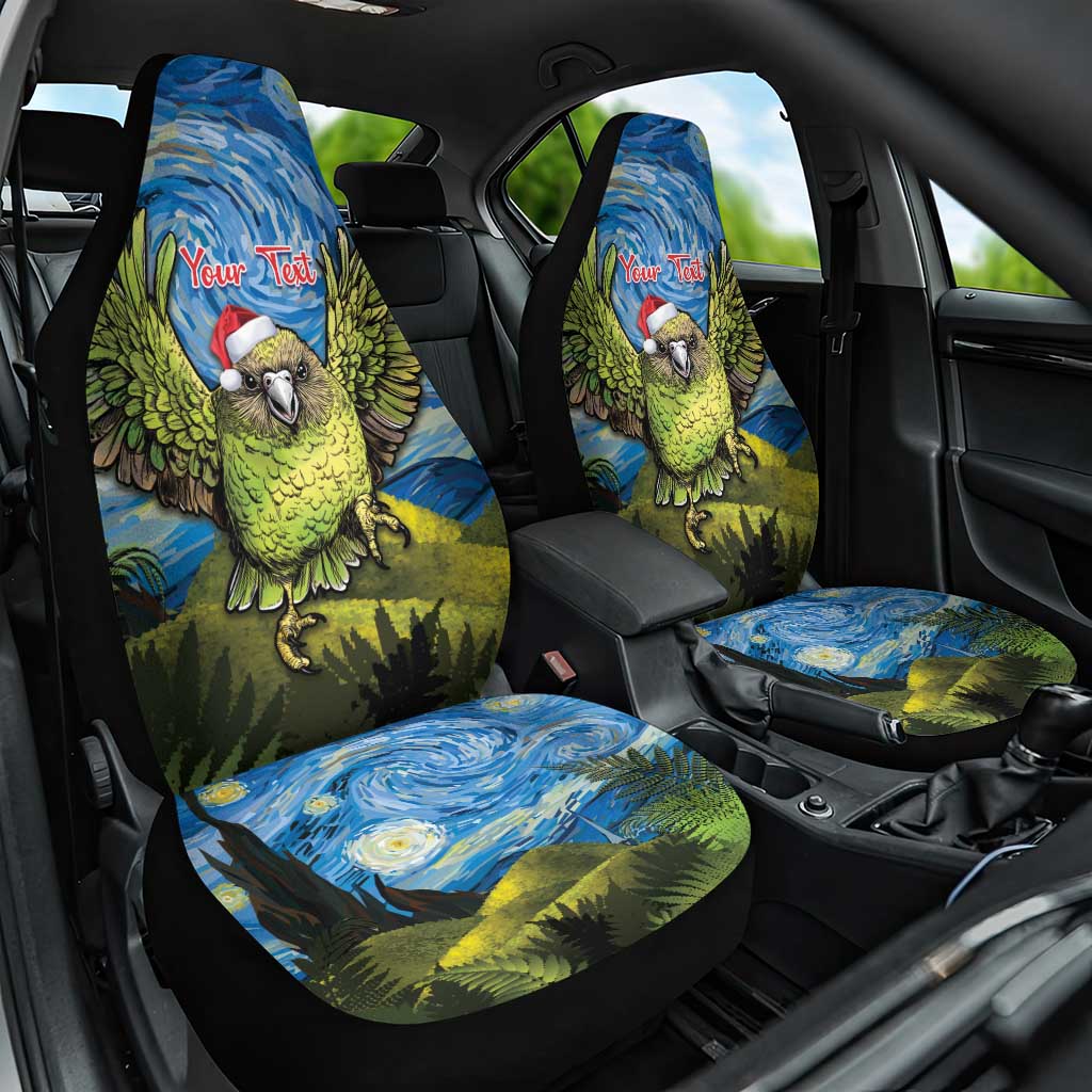 Personalised Jumping Kakapo Christmas Car Seat Cover New Zealand Fern - Starry Night Style LT14 One Size Green - Polynesian Pride