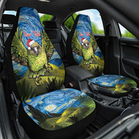 Personalised Jumping Kakapo Christmas Car Seat Cover New Zealand Fern - Starry Night Style LT14 One Size Green - Polynesian Pride
