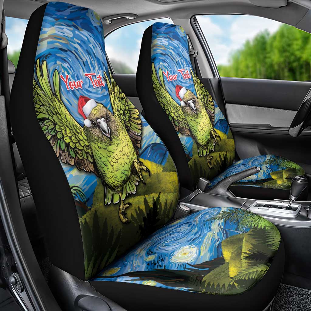 Personalised Jumping Kakapo Christmas Car Seat Cover New Zealand Fern - Starry Night Style LT14 - Polynesian Pride