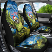 Personalised Jumping Kakapo Christmas Car Seat Cover New Zealand Fern - Starry Night Style LT14 - Polynesian Pride