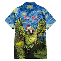 Personalised Jumping Kakapo Christmas Family Matching Long Sleeve Bodycon Dress and Hawaiian Shirt New Zealand Fern - Starry Night Style LT14 - Polynesian Pride