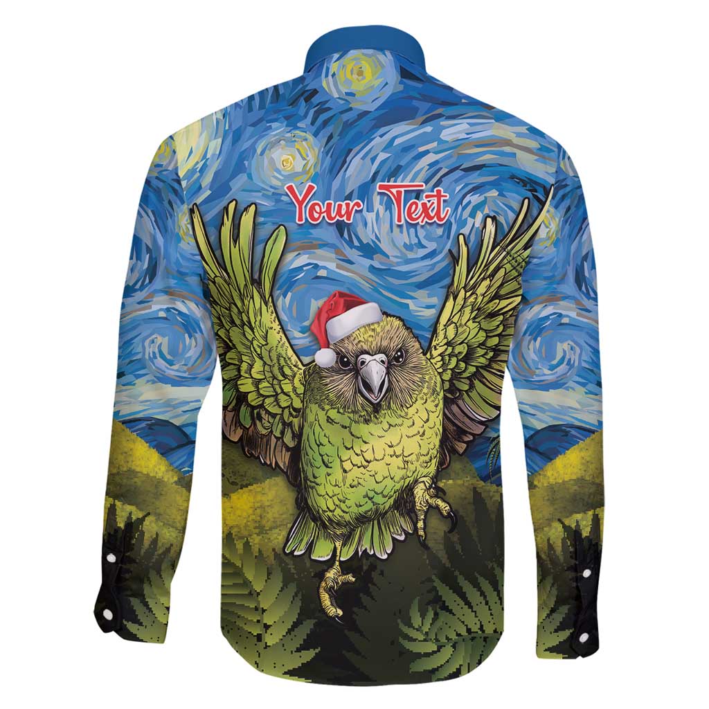 Personalised Jumping Kakapo Christmas Family Matching Long Sleeve Bodycon Dress and Hawaiian Shirt New Zealand Fern - Starry Night Style LT14 - Polynesian Pride