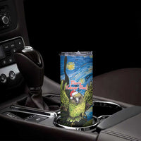 Personalised Jumping Kakapo Christmas Skinny Tumbler New Zealand Fern - Starry Night Style LT14 - Polynesian Pride
