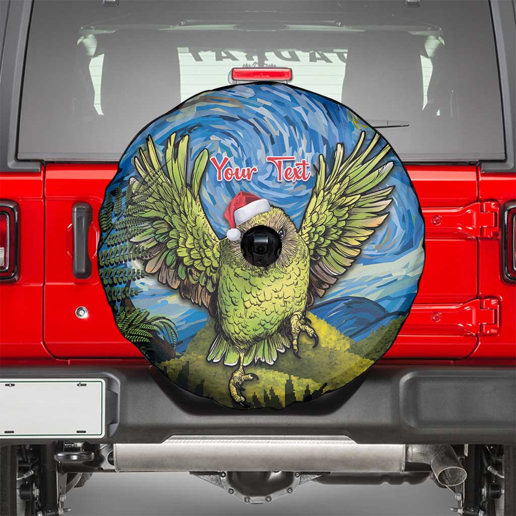 Personalised Jumping Kakapo Christmas Spare Tire Cover New Zealand Fern - Starry Night Style
