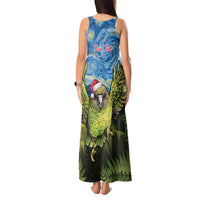 Personalised Jumping Kakapo Christmas Tank Maxi Dress New Zealand Fern - Starry Night Style LT14 - Polynesian Pride