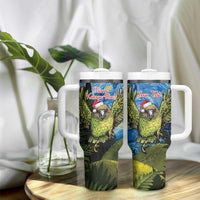 Personalised Jumping Kakapo Christmas Tumbler With Handle New Zealand Fern - Starry Night Style