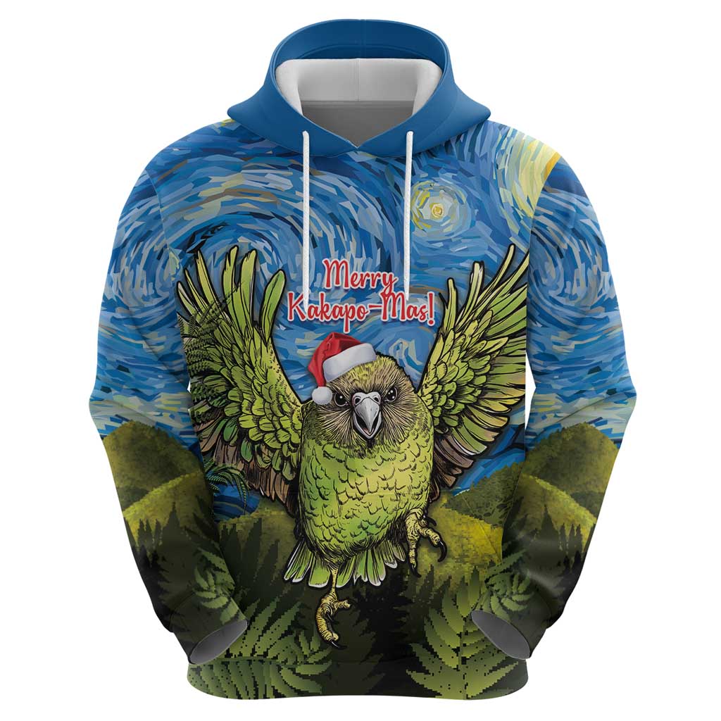 Personalised Jumping Kakapo Christmas Zip Hoodie New Zealand Fern - Starry Night Style LT14 - Polynesian Pride