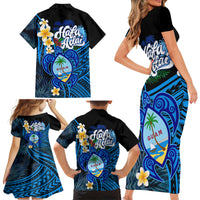 Hafa Adai Guam Family Matching Short Sleeve Bodycon Dress and Hawaiian Shirt Guahan Sea Turtle Tropical Style LT14 - Polynesian Pride