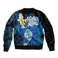 Hafa Adai Guam Sleeve Zip Bomber Jacket Guahan Sea Turtle Tropical Style LT14 - Polynesian Pride