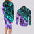 New Zealand Paua Shell With Australia Opal Unique Combine Couples Matching Long Sleeve Bodycon Dress and Long Sleeve Button Shirt LT14 - Polynesian Pride