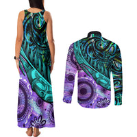 New Zealand Paua Shell With Australia Opal Unique Combine Couples Matching Tank Maxi Dress and Long Sleeve Button Shirt LT14 - Polynesian Pride