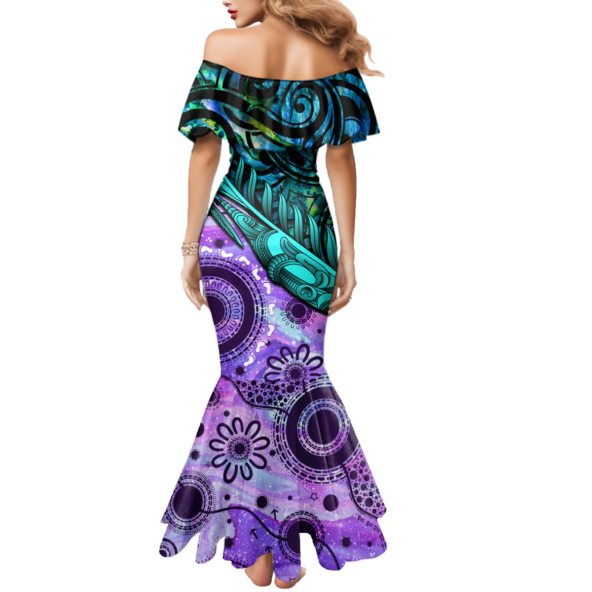 New Zealand Paua Shell With Australia Opal Unique Combine Family Matching Mermaid Dress and Hawaiian Shirt LT14 - Polynesian Pride