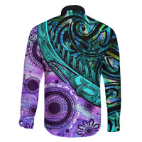 New Zealand Paua Shell With Australia Opal Unique Combine Family Matching Off Shoulder Maxi Dress and Hawaiian Shirt LT14 - Polynesian Pride