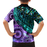New Zealand Paua Shell With Australia Opal Unique Combine Family Matching Puletasi Dress and Hawaiian Shirt LT14 - Polynesian Pride