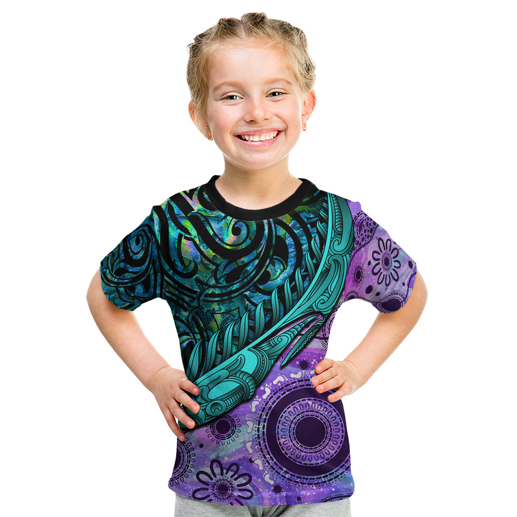New Zealand Paua Shell With Australia Opal Unique Combine Kid T Shirt LT14 Green - Polynesian Pride