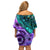 New Zealand Paua Shell With Australia Opal Unique Combine Off Shoulder Short Dress LT14 - Polynesian Pride