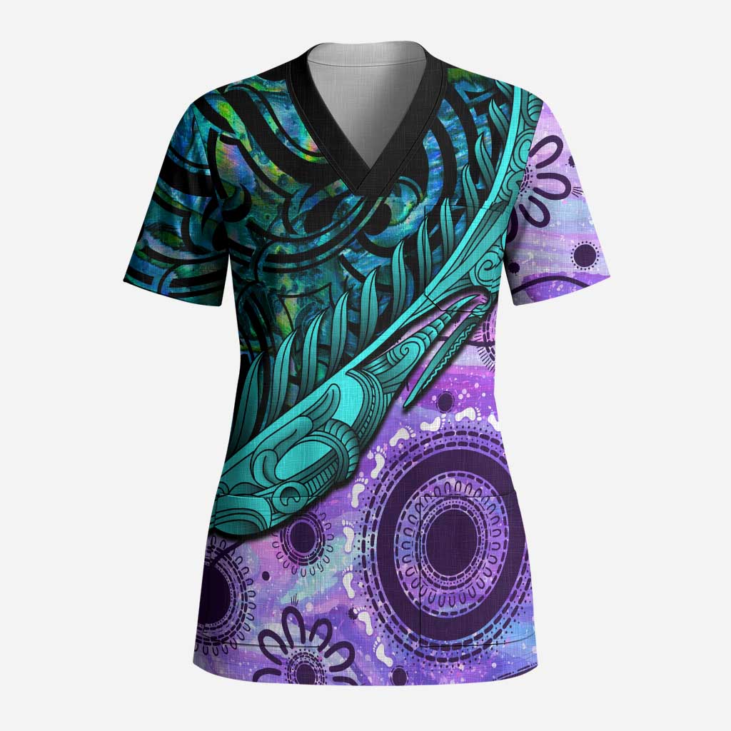 New Zealand Paua Shell With Australia Opal Unique Combine Scrub Top - Polynesian Pride