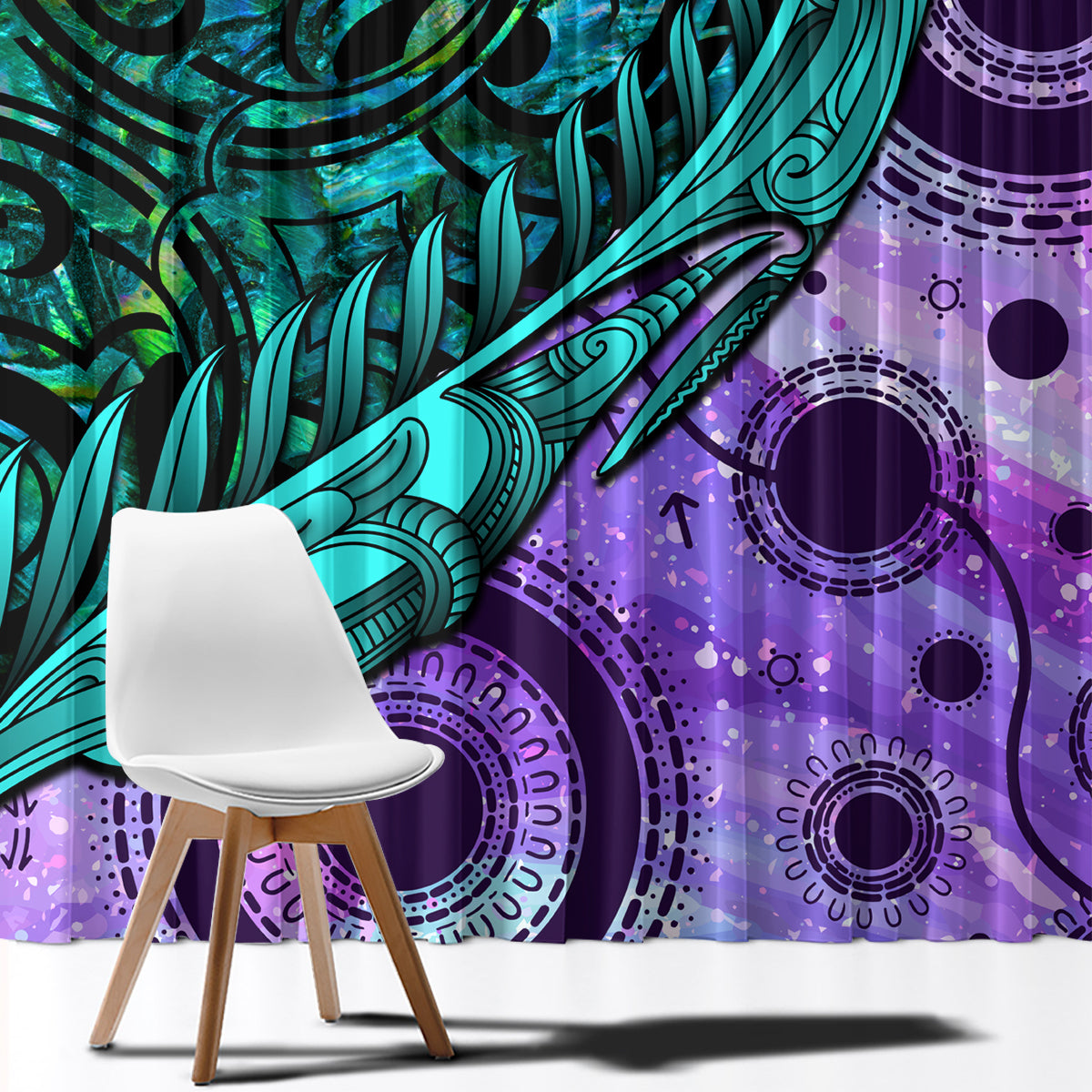 New Zealand Paua Shell With Australia Opal Unique Combine Window Curtain LT14 - Polynesian Pride