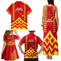 Hawaii Mauna Kea Family Matching Tank Maxi Dress and Hawaiian Shirt Hawaiian Kakau Tribal Pattern LT14 - Polynesian Pride