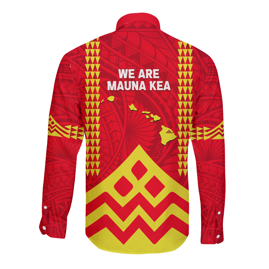 Hawaii Mauna Kea Long Sleeve Button Shirt Hawaiian Kakau Tribal Pattern LT14 - Polynesian Pride