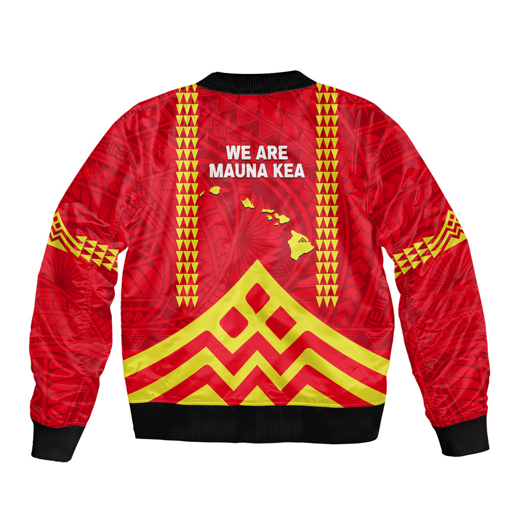 Hawaii Mauna Kea Sleeve Zip Bomber Jacket Hawaiian Kakau Tribal Pattern LT14 - Polynesian Pride