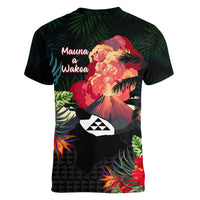 Hawaii Mauna Kea Women V Neck T Shirt White Mountain With Nene Tropical Vibes LT14 - Polynesian Pride