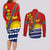 Personalised Mauri Kiribati Couples Matching Long Sleeve Bodycon Dress and Long Sleeve Button Shirt Polynesian Ribaberiki Flag Style Mix Plumeria LT14 - Polynesian Pride