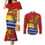 Personalised Mauri Kiribati Couples Matching Mermaid Dress and Long Sleeve Button Shirt Polynesian Ribaberiki Flag Style Mix Plumeria LT14 Red - Polynesian Pride