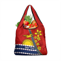 Personalised Mauri Kiribati Grocery Bag Polynesian Ribaberiki Flag Style Mix Plumeria