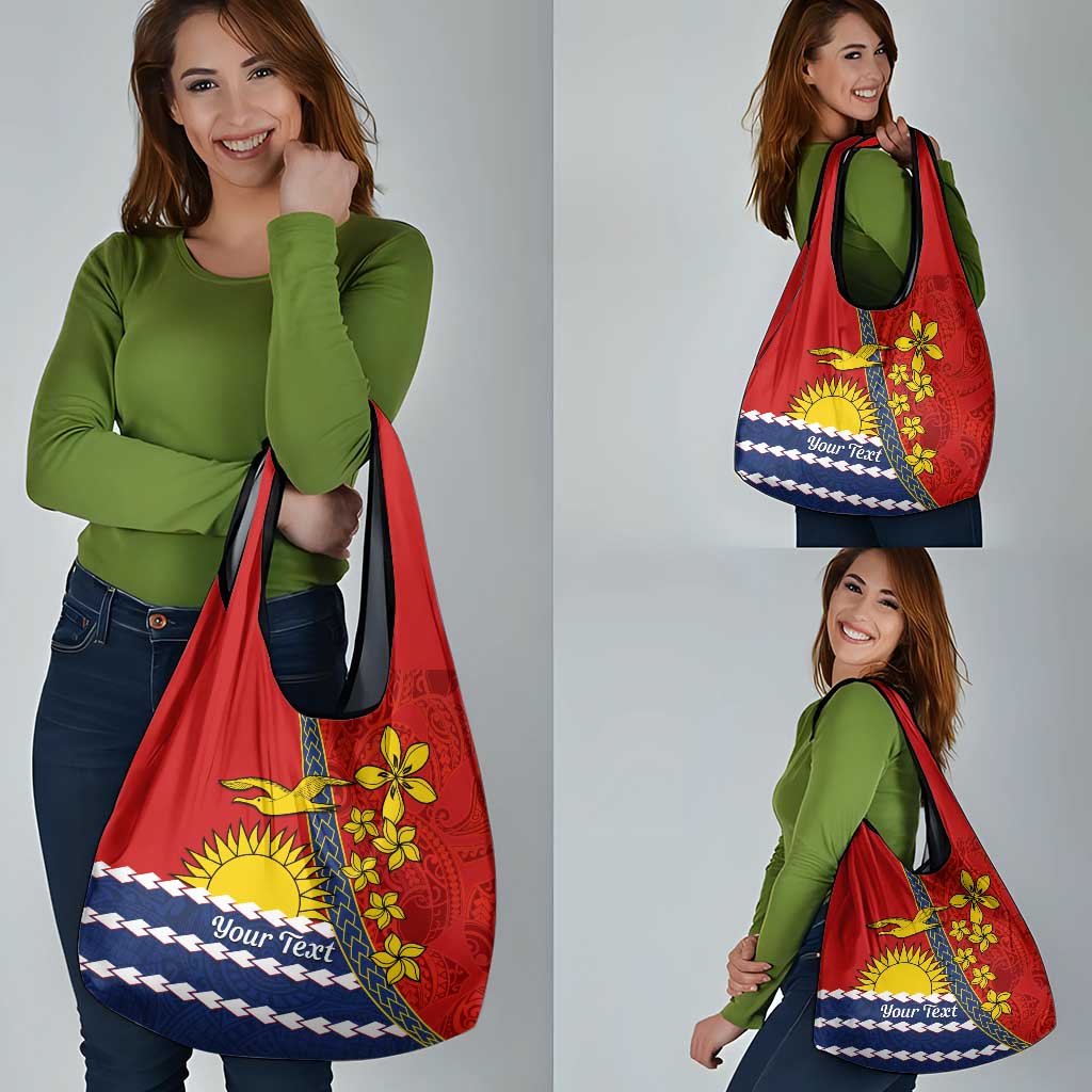 Personalised Mauri Kiribati Grocery Bag Polynesian Ribaberiki Flag Style Mix Plumeria