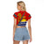 Personalised Mauri Kiribati Raglan Cropped T Shirt Polynesian Ribaberiki Flag Style Mix Plumeria LT14 - Polynesian Pride