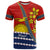 Personalised Mauri Kiribati T Shirt Polynesian Ribaberiki Flag Style Mix Plumeria LT14 Red - Polynesian Pride