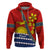 Personalised Mauri Kiribati Zip Hoodie Polynesian Ribaberiki Flag Style Mix Plumeria LT14 Pullover Hoodie Red - Polynesian Pride
