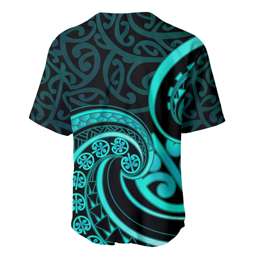 Turquoise New Zealand Mangopare Baseball Jersey Aotearoa Maori Koru Style LT14 - Polynesian Pride