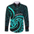 Turquoise New Zealand Mangopare Family Matching Short Sleeve Bodycon Dress and Hawaiian Shirt Aotearoa Maori Koru Style LT14 Dad's Shirt - Long Sleeve Turquoise - Polynesian Pride