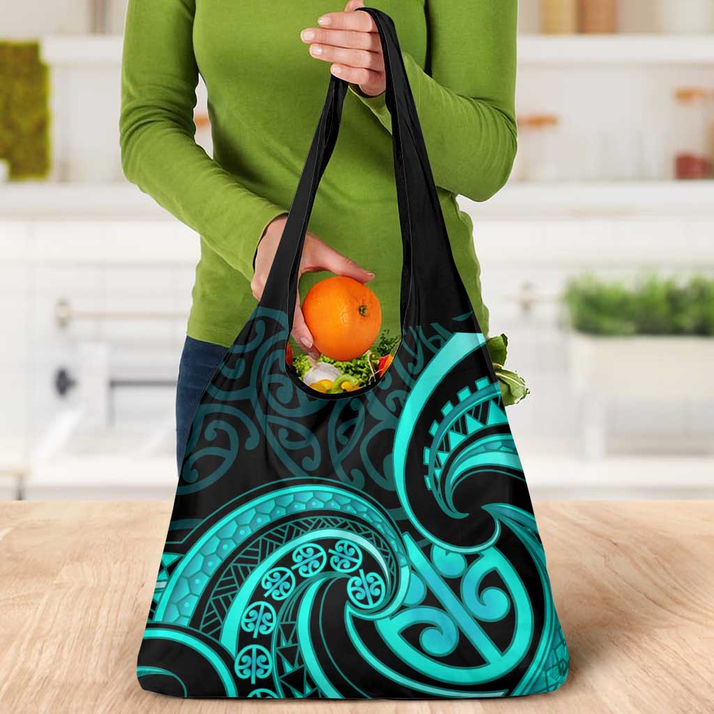 Turquoise New Zealand Mangopare Grocery Bag Aotearoa Maori Koru Style