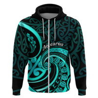 Turquoise New Zealand Mangopare Hoodie Aotearoa Maori Koru Style LT14 Zip Hoodie Turquoise - Polynesian Pride