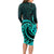 Turquoise New Zealand Mangopare Long Sleeve Bodycon Dress Aotearoa Maori Koru Style LT14 - Polynesian Pride